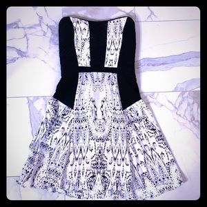 Parker Strapless, Black & White Silk Dress